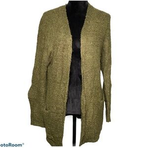 Staccato olive green long  open cardigan size Medium